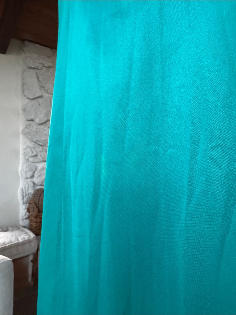 Vintage JC Penney Teal Aqua Nylon Satin Peignoir Set with Cream Lace Trim - Picture 13 of 16